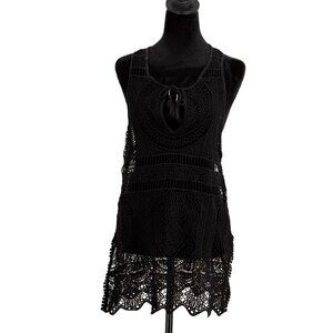 Abercrombie Fitch Dress Womens XS Black Crochet Lace Tank Cover Up Swim Vacation